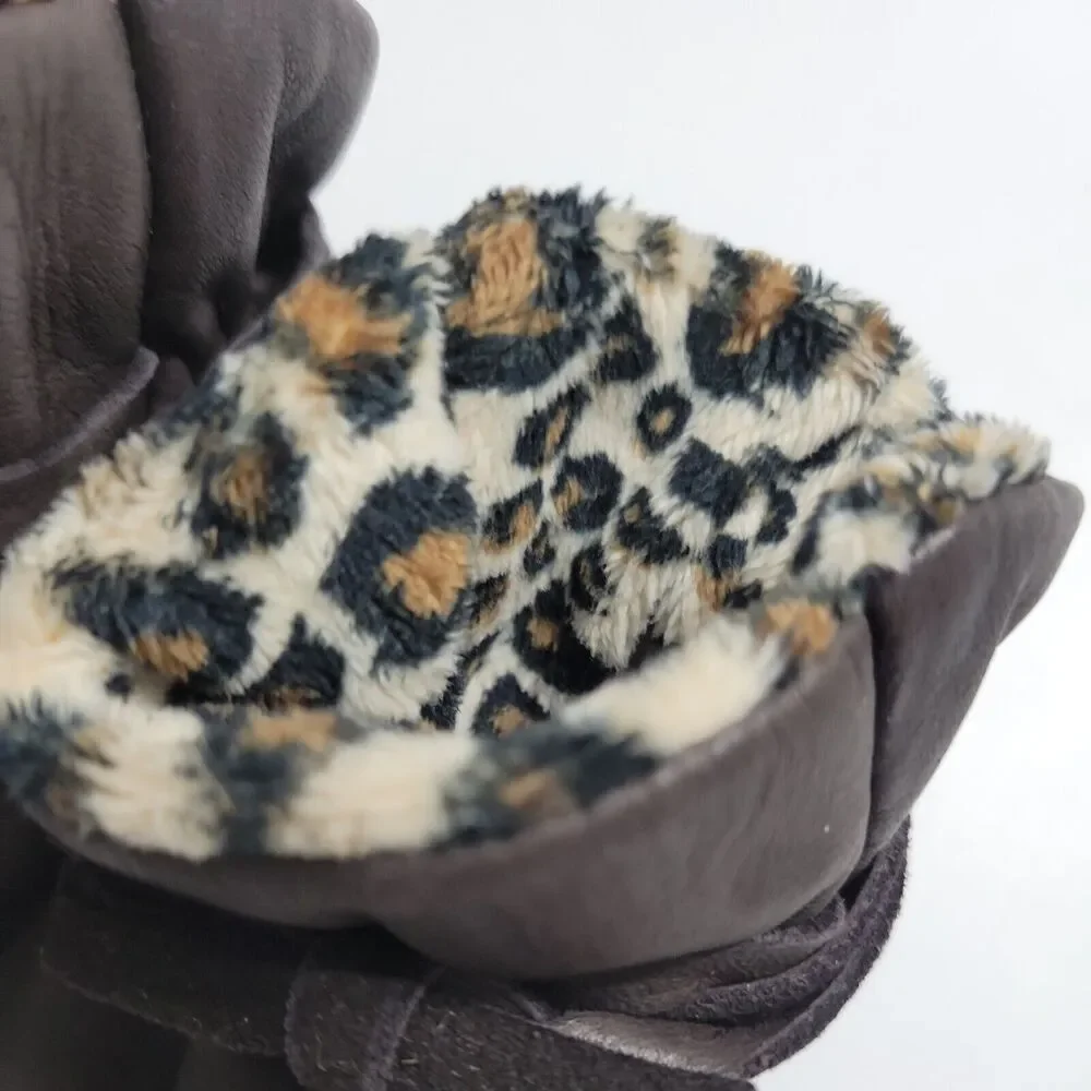 Greier NB Baby Girls Size 1 Winter Boots Brow Pull On Shearling Lined Warm Shoes